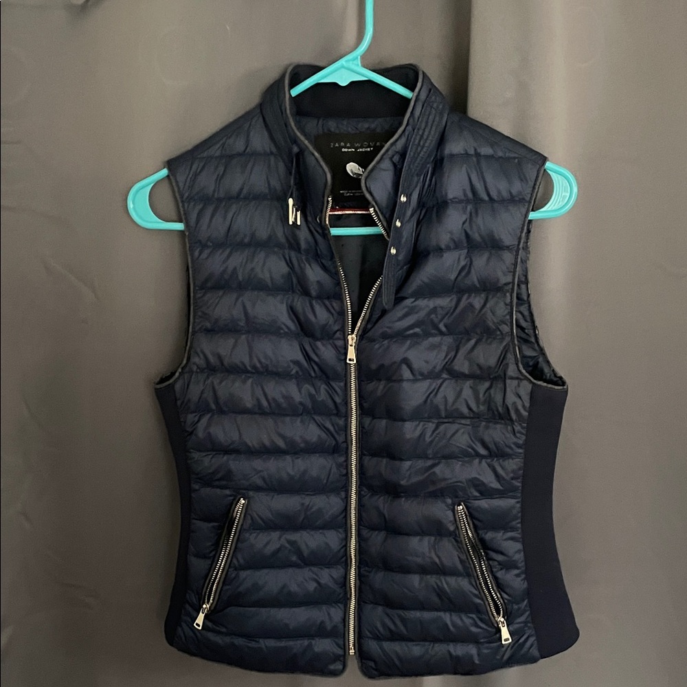 Zara Dark Blue Puffer Vest